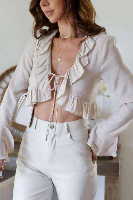 The Hannah Ruffle Top-Lt. Taupe