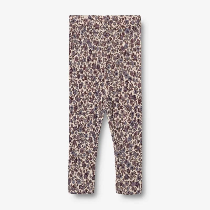 Wool Leggings | Baby - purple flowers