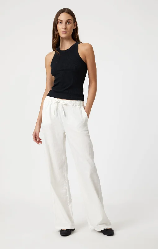 WOVEN LINEN PANTS IN WHITE