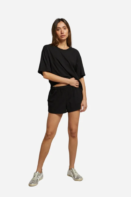 Perfect White Tee Adia Supima Cotton Shorts in True Black