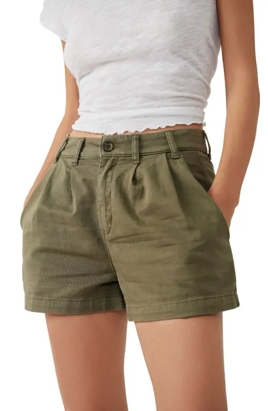 Free People Billie Chino Shorts in Willow