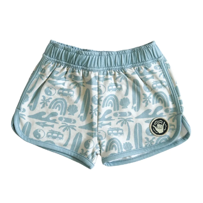 Blue Bus Cotton Shorts