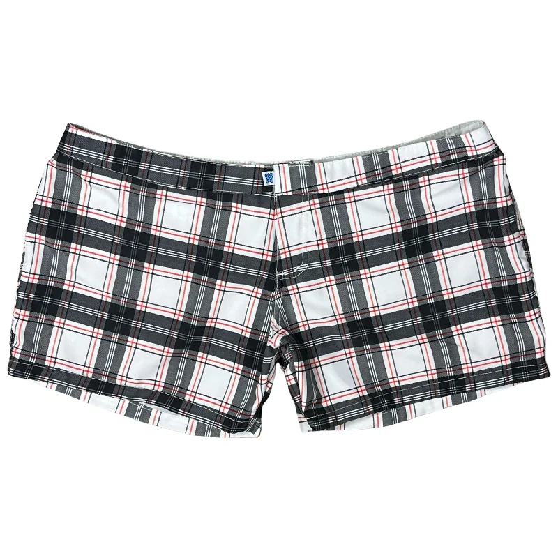 "Casual Friday" (Black Plaid) Womens Board/Swim Shorts - 4"