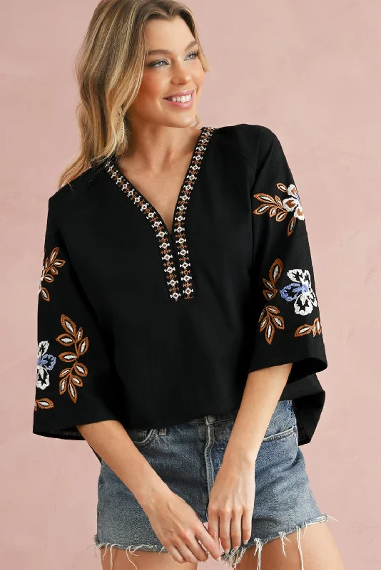 Freddie Floral Embroidered Blouse | S-3XL | PRE ORDER