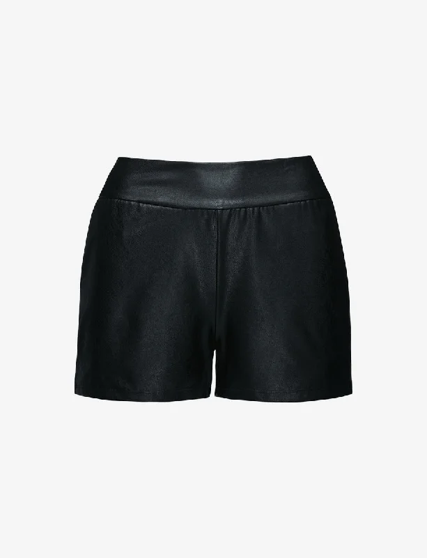 Commando Faux Leather Relaxed Short in Black