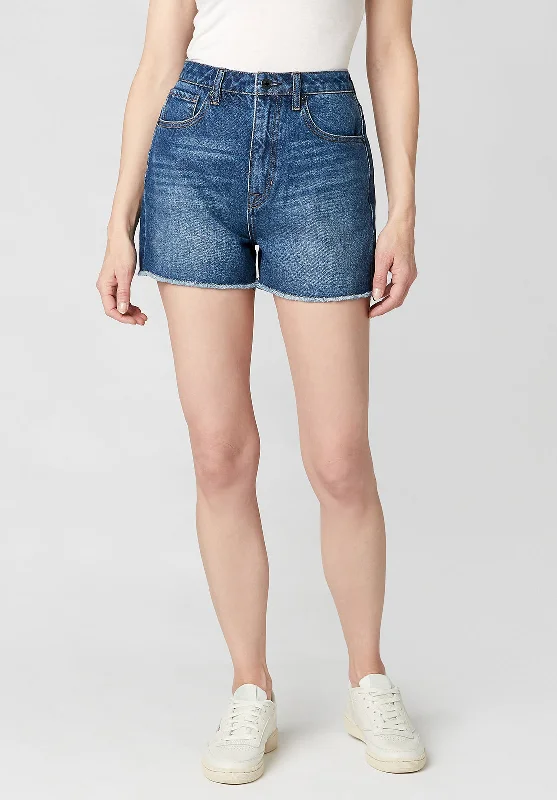 Super High Rise Joanna Contasted Blue Shorts  - BL15800