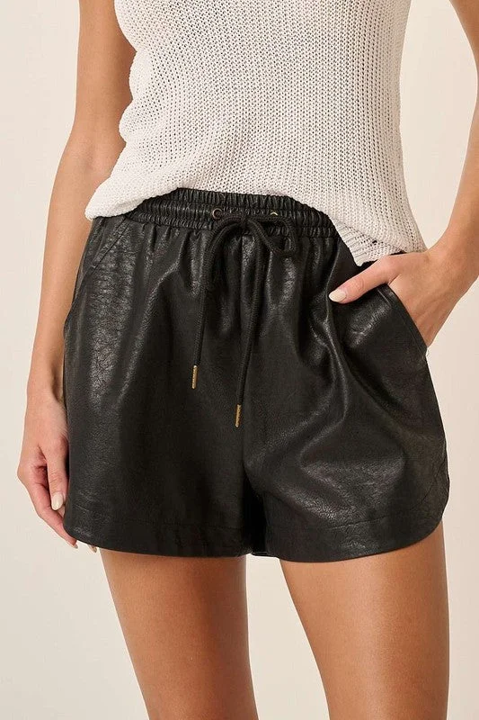 LEATHER LUSH DRAWSTRING SHORTS