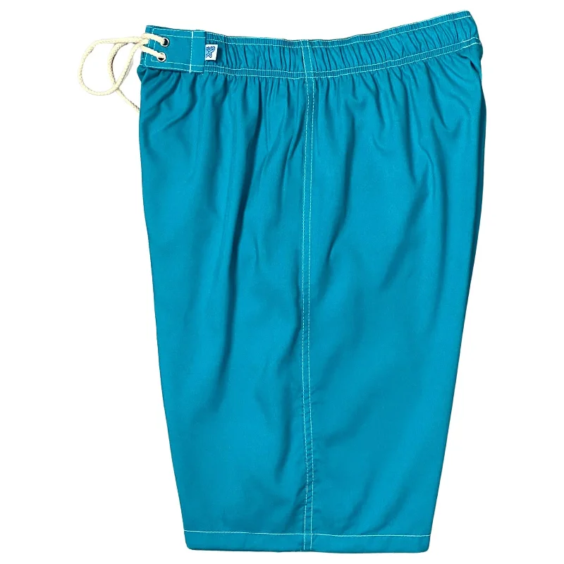 "A Solid Color" Women's Elastic Waist (Swim) Board Shorts. REGULAR Rise + 11" Inseam (Jade)