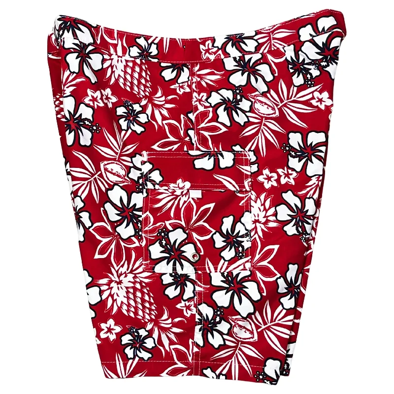 "North Shore" (Red) Womens Board/Swim Shorts - 11"