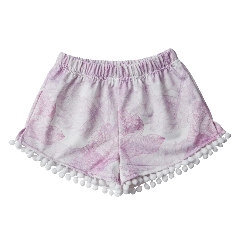 GIRL'S SHORTS FLOWERS LILAC