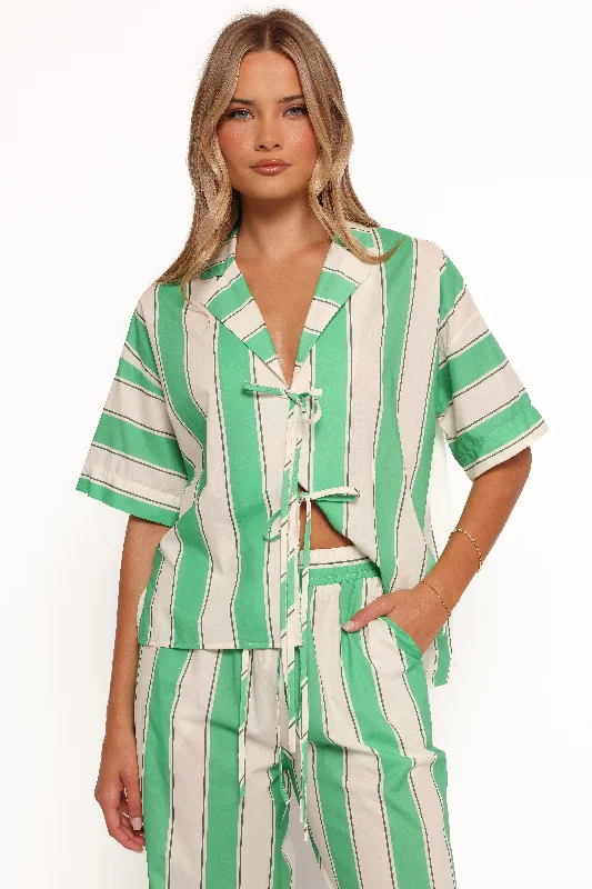 Shailene Top - Green Stripe