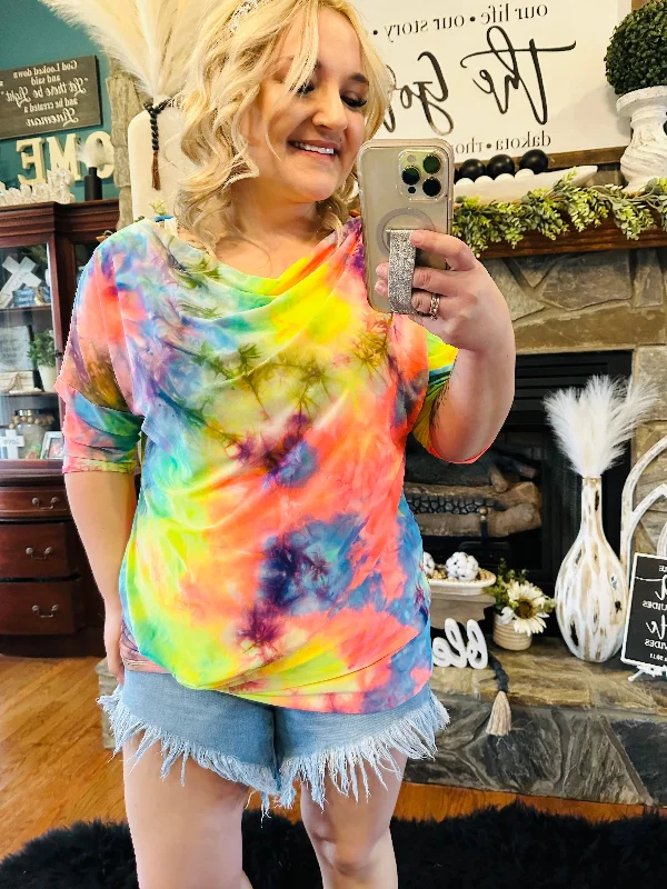 2: Silky Tie Die Knot Tie Top