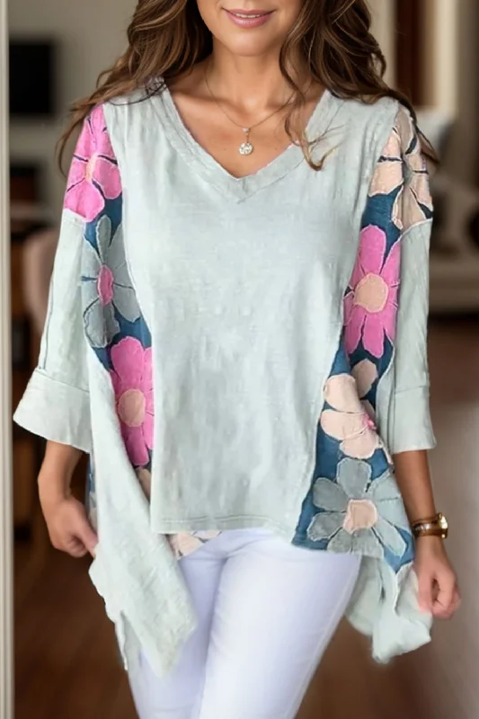 Floral Cotton Contrast Blouse