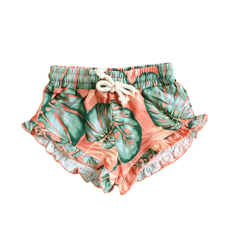 Tropical Pink Little Surfer Girl Ruffle Shorts