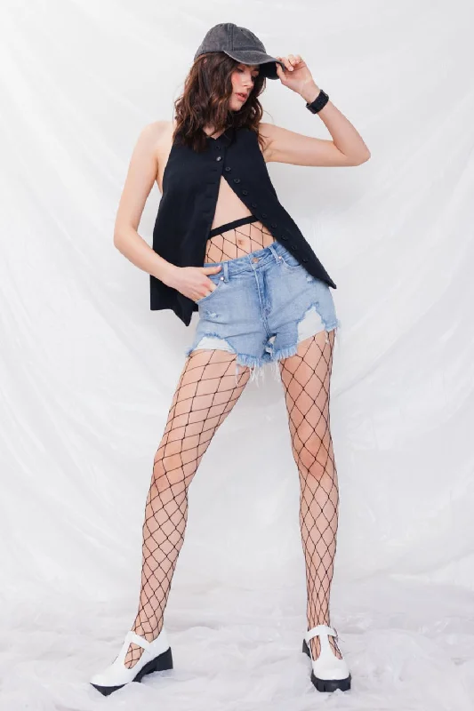 High-Rise Heavy Destruction Denim Shorts