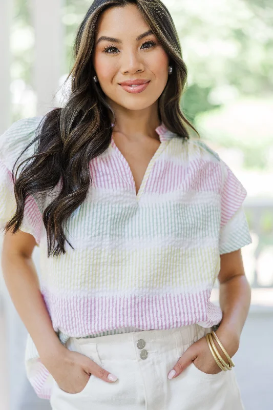 You Got This Pink Striped Blouse